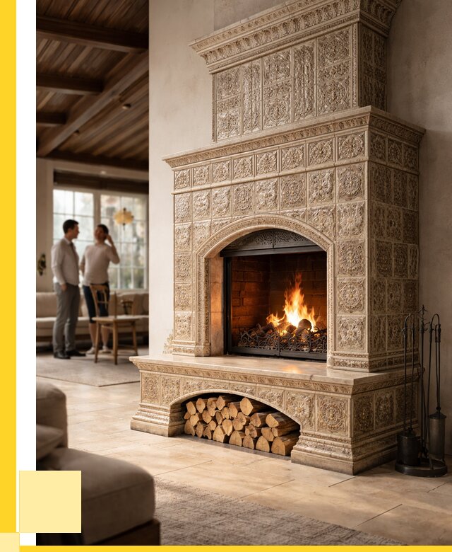 Купить изразцовый камин в Краснокамске от 253425 р. | ЭриданКнм