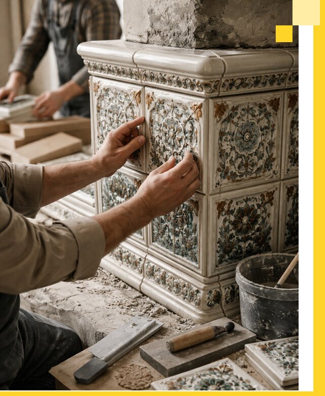 Изразцовые камины под ключ в Краснокамске: проект и монтаж