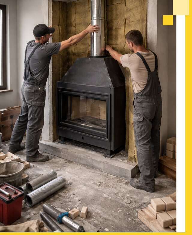 Изготовление и монтаж закрытых каминов в Краснокамске под ключ