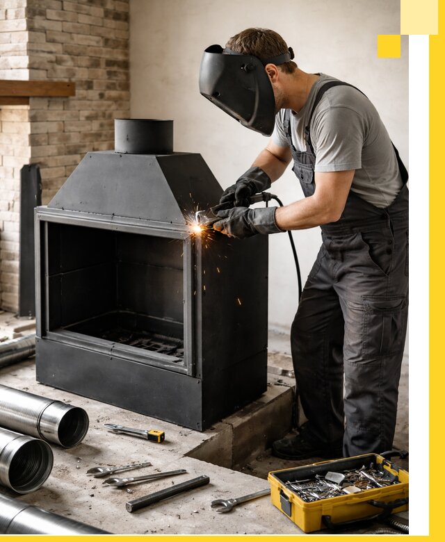 Продажа и установка металлических каминов в Краснокамске под ключ