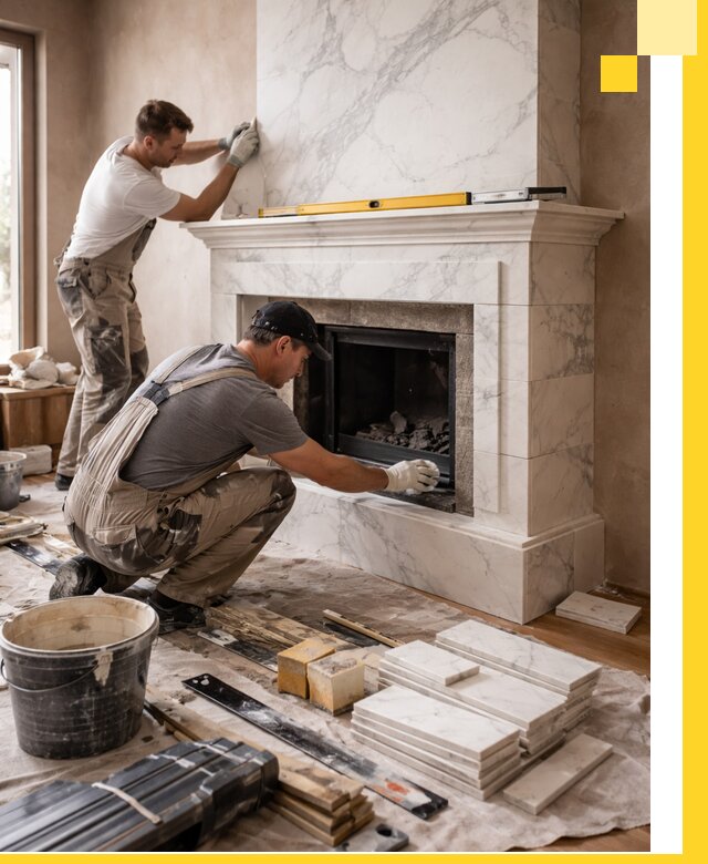 Отделка каминов в Краснокамске качественные облицовочные работы