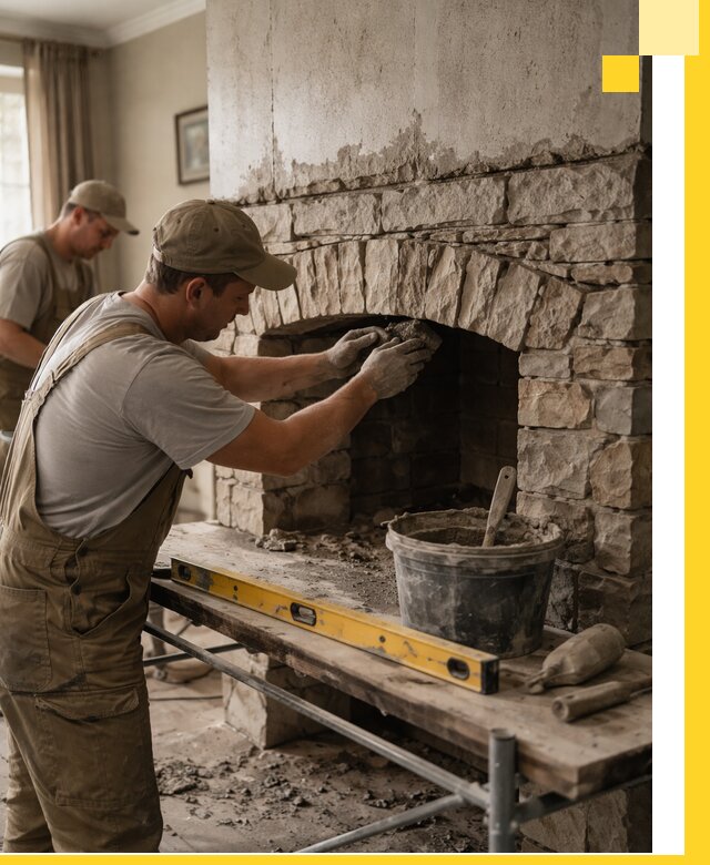 Изготовление каминов под ключ в Краснокамске, монтаж и отделка