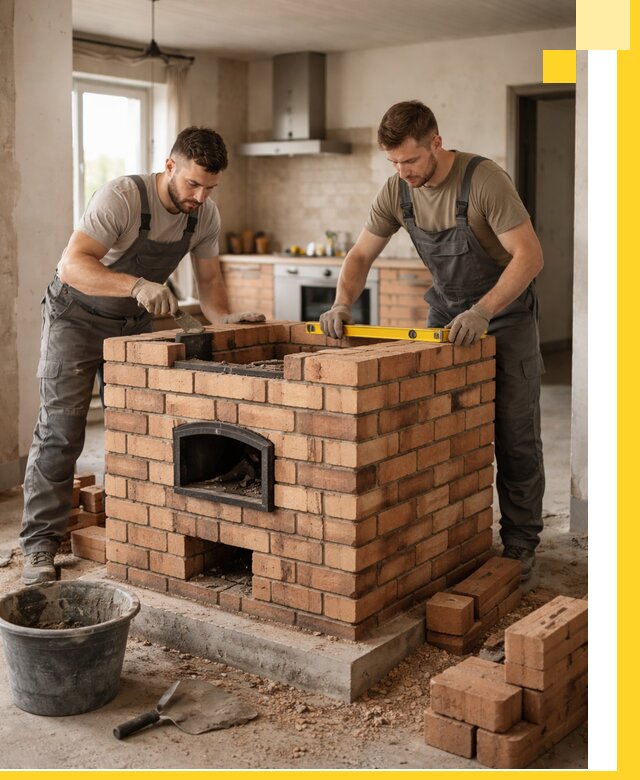 Установка и монтаж печей в частном доме в Краснокамске под ключ