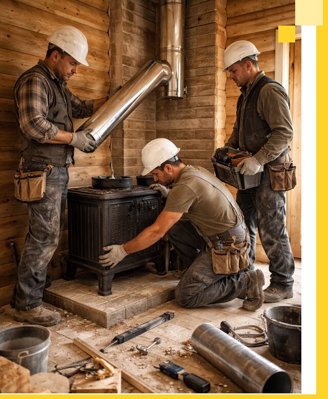 Профессиональный монтаж банных печей и дымоходов в Краснокамске