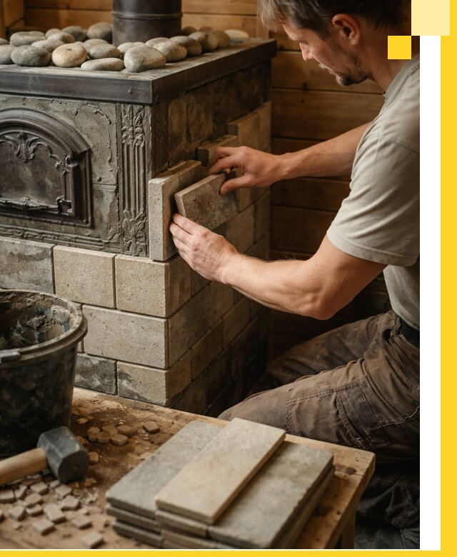 Облицовка банных печей в Краснокамске профессиональная отделка