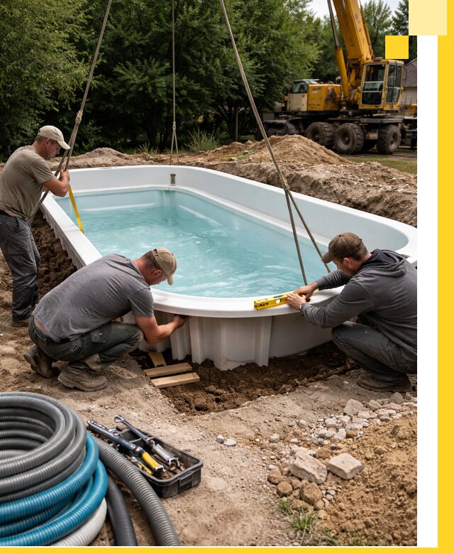 Установка и монтаж композитных бассейнов под ключ в Краснокамске