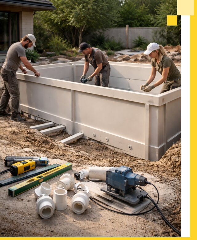 Установка полипропиленовых бассейнов под ключ в Краснокамске