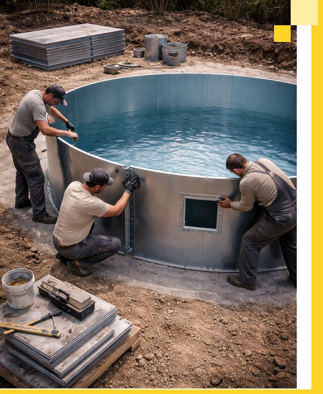 Круглые бассейны под ключ в Краснокамске проектирование и монтаж