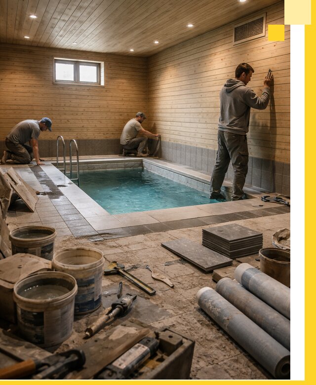 Строительство бани с бассейном и сауной под ключ в Краснокамске