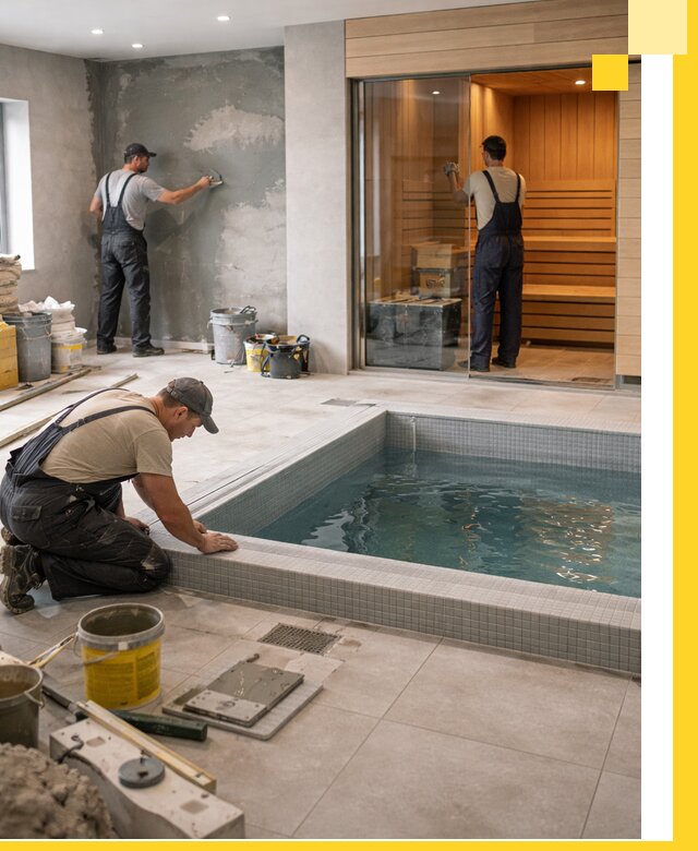 Проектирование и строительство сауны с бассейном в Краснокамске