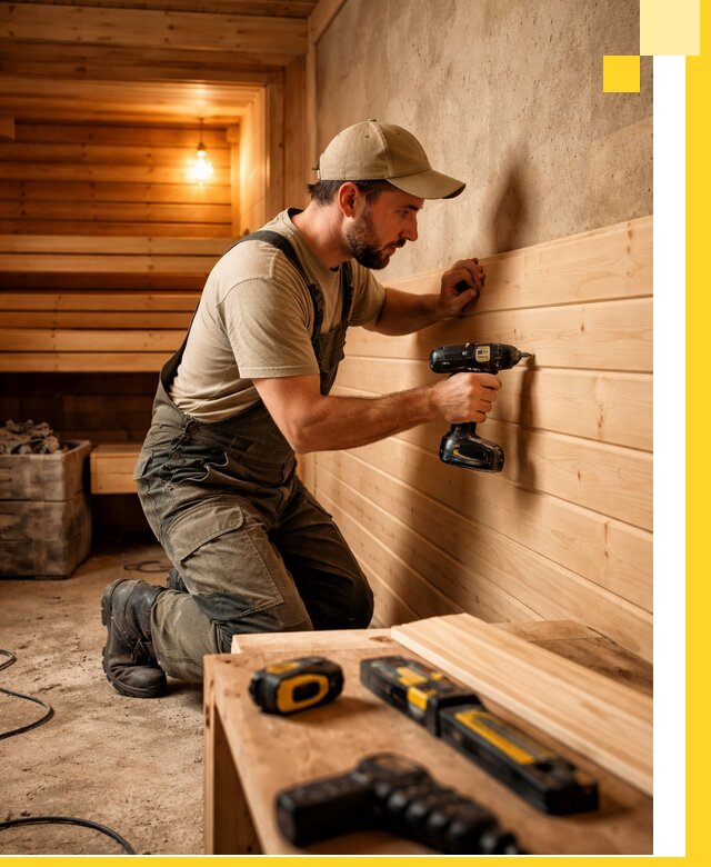 Профессиональная внутренняя отделка бани в Краснокамске под ключ