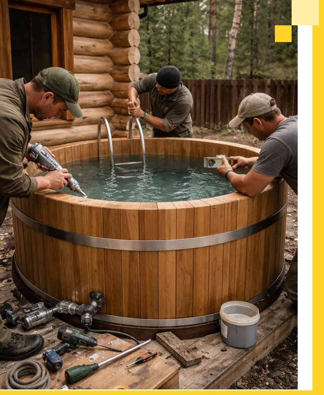 Строительство бань с купелью под ключ и отделкой в Краснокамске