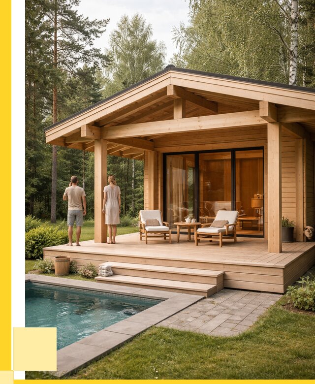 Бани с террасой под ключ в Краснокамске от 608220 р. | ЭриданКнм