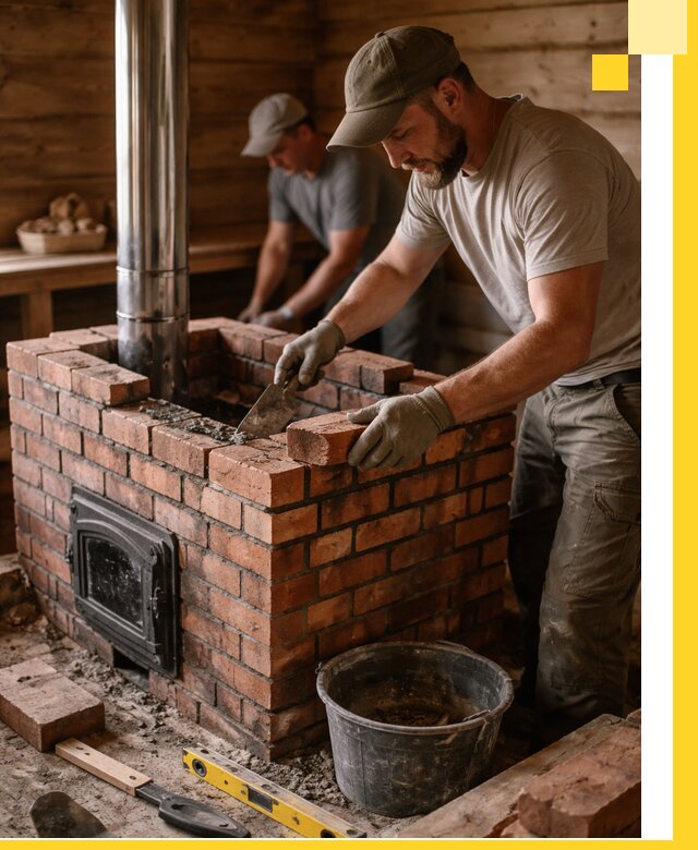 Кирпичные печи для бани под ключ в Краснокамске, проект и монтаж