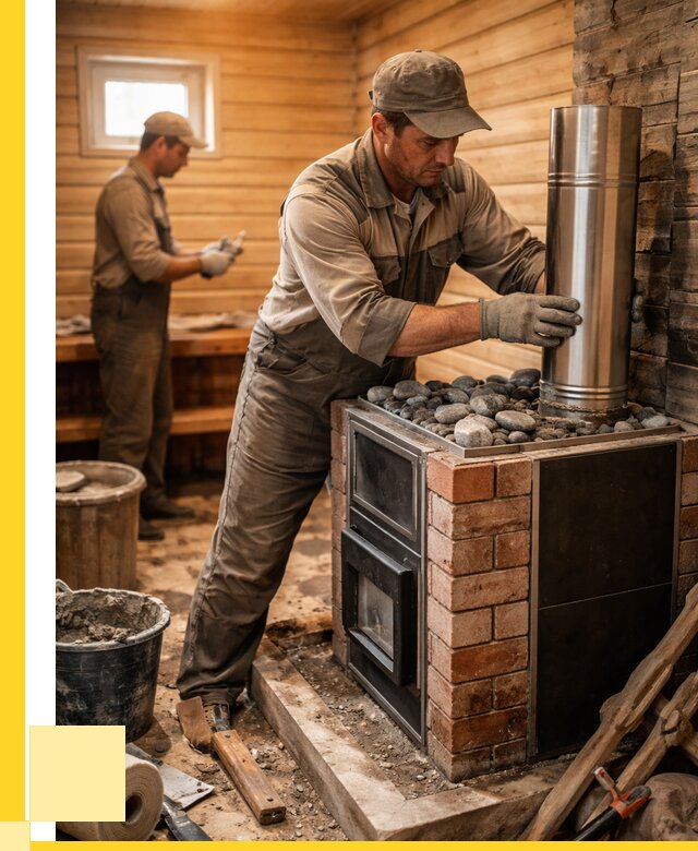 Монтаж печи в бане под ключ в Краснокамске от 20274 р. | ЭриданКнм