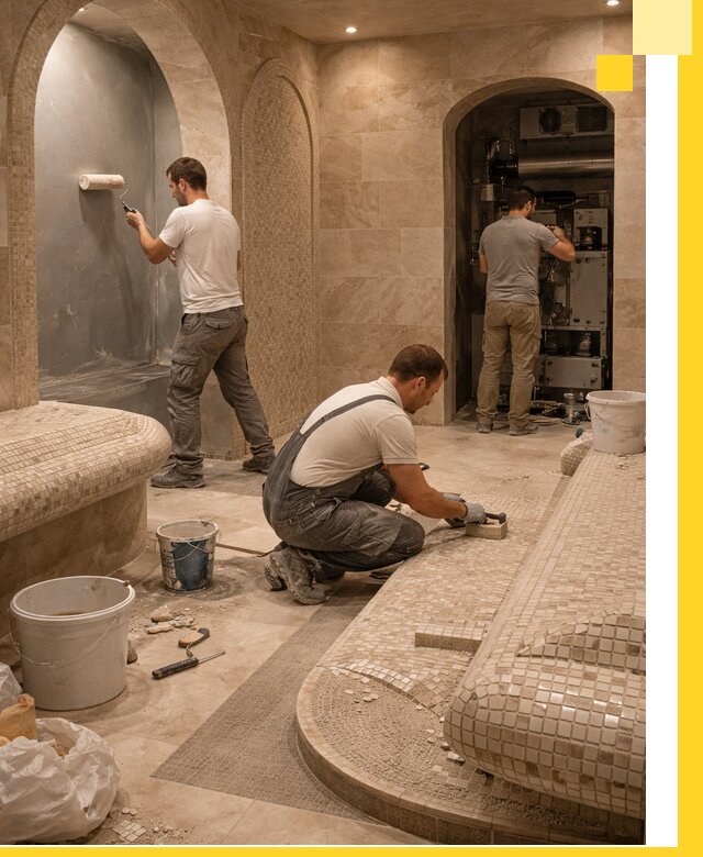 Строительство бани с хамамом и бассейном под ключ в Краснокамске