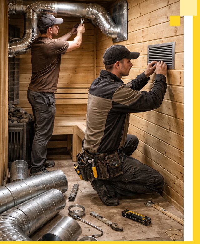 Проектирование и монтаж вентиляции бани в Краснокамске под ключ