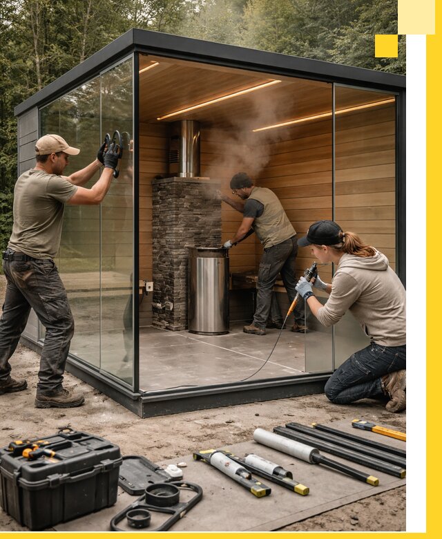 Проектирование и строительство стеклянных бань в Краснокамске