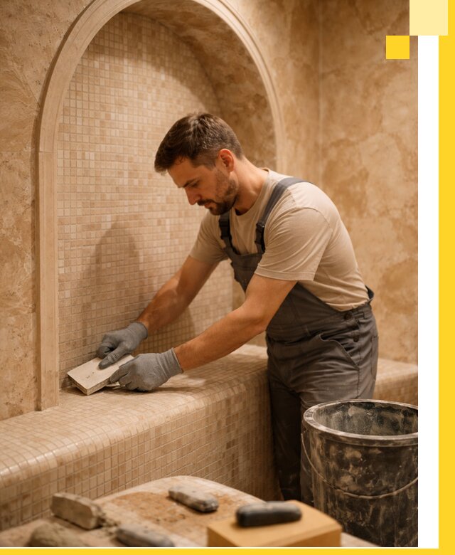 Профессиональная отделка хамамов с мозаикой под ключ в Краснокамске