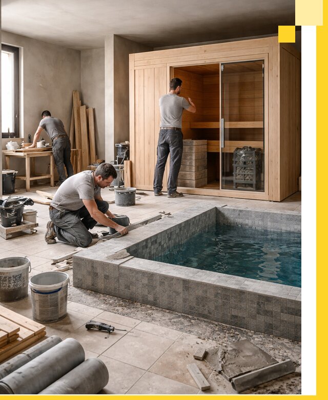 SPA зоны под ключ с бассейном сауной и печью в Краснокамске